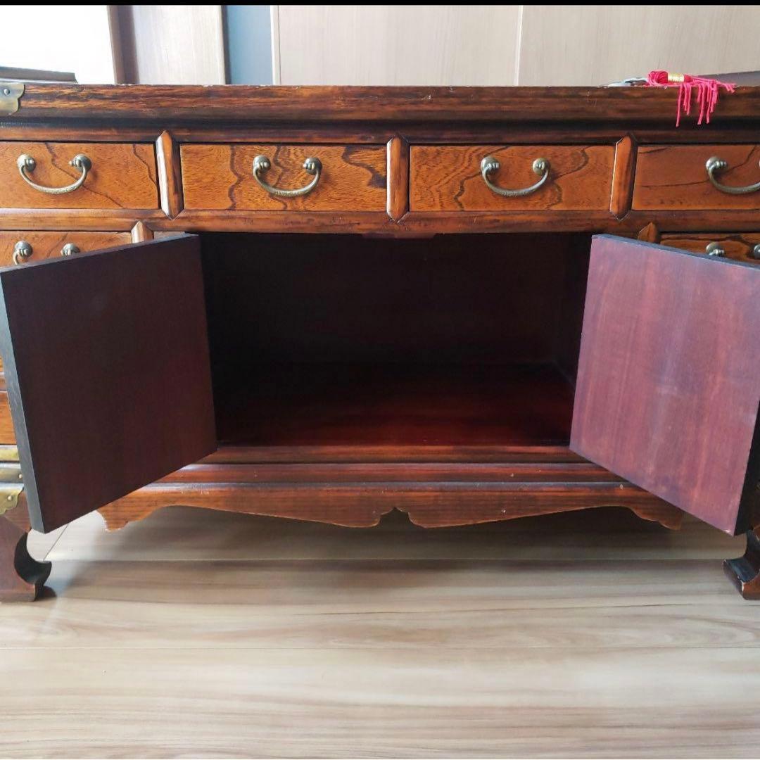 李朝家具　時代箪笥　両面収納　引出し　収納家具　薬箪笥　 鍵付き　飾り棚　真鍮