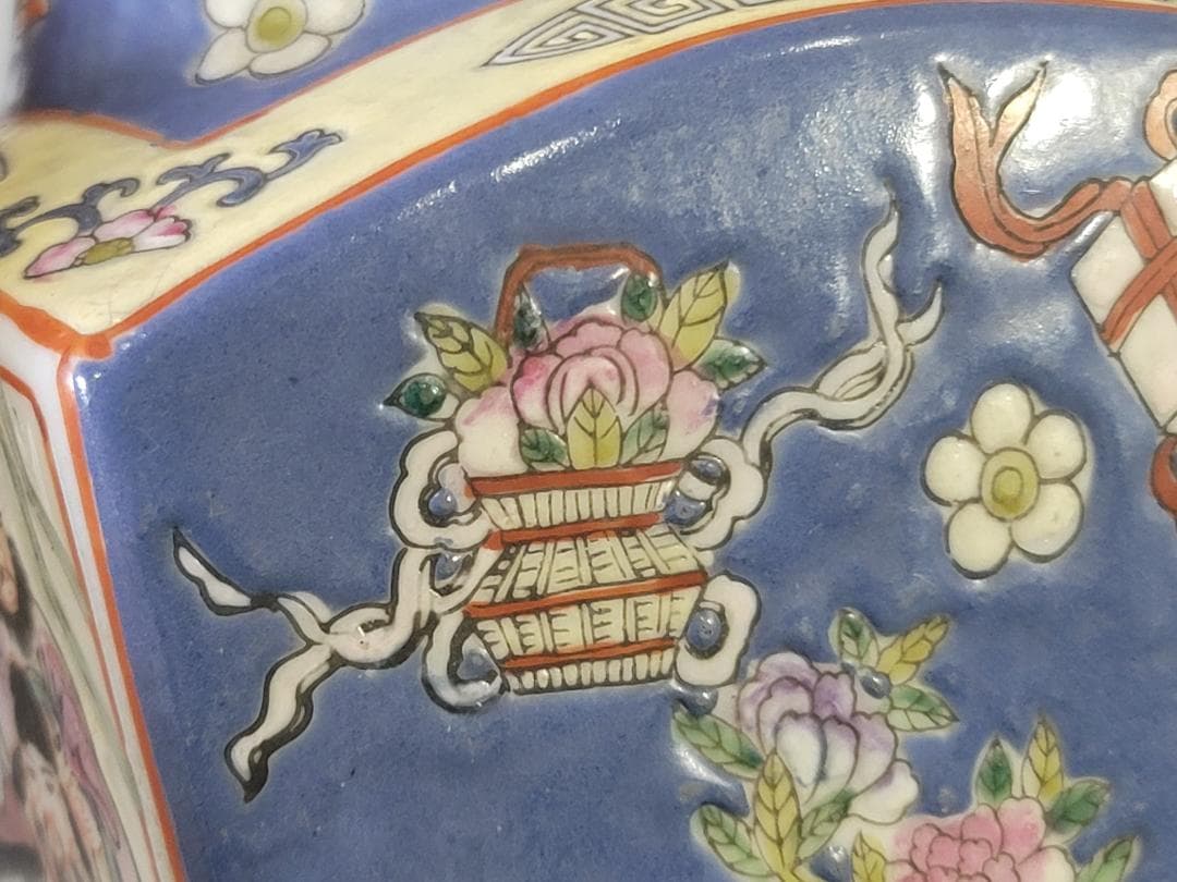 中国 古い 四方 花瓶 同治年製 PR048