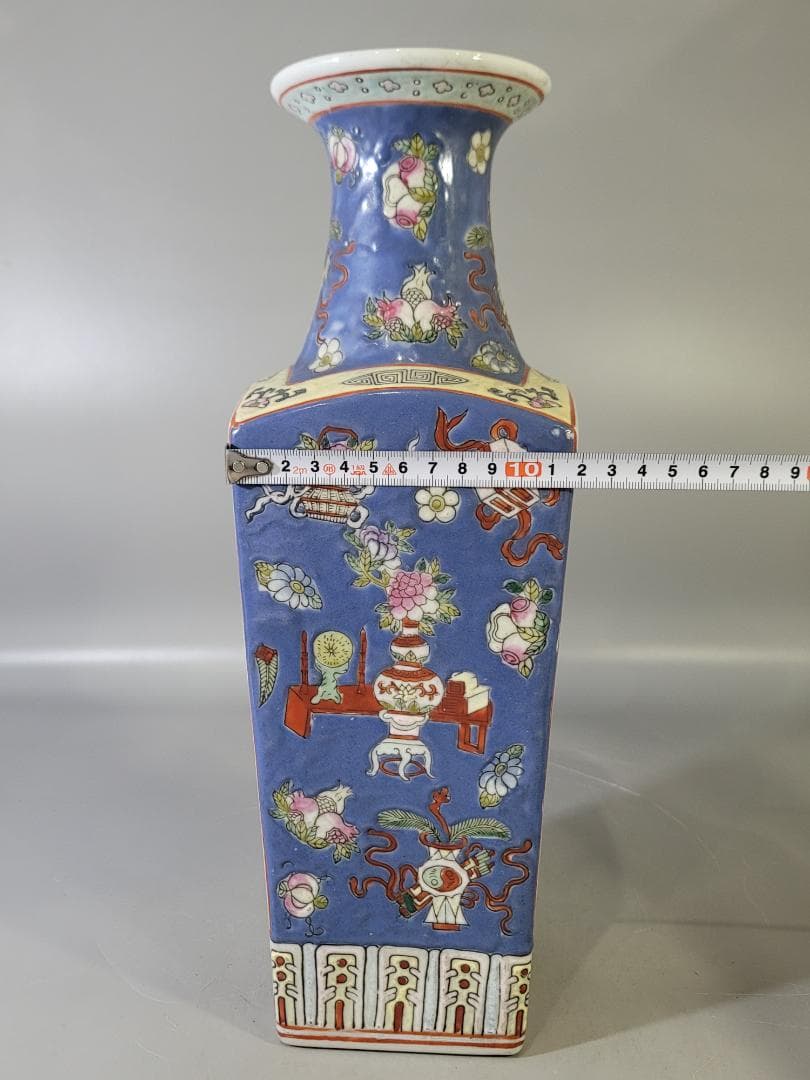 中国 古い 四方 花瓶 同治年製 PR048