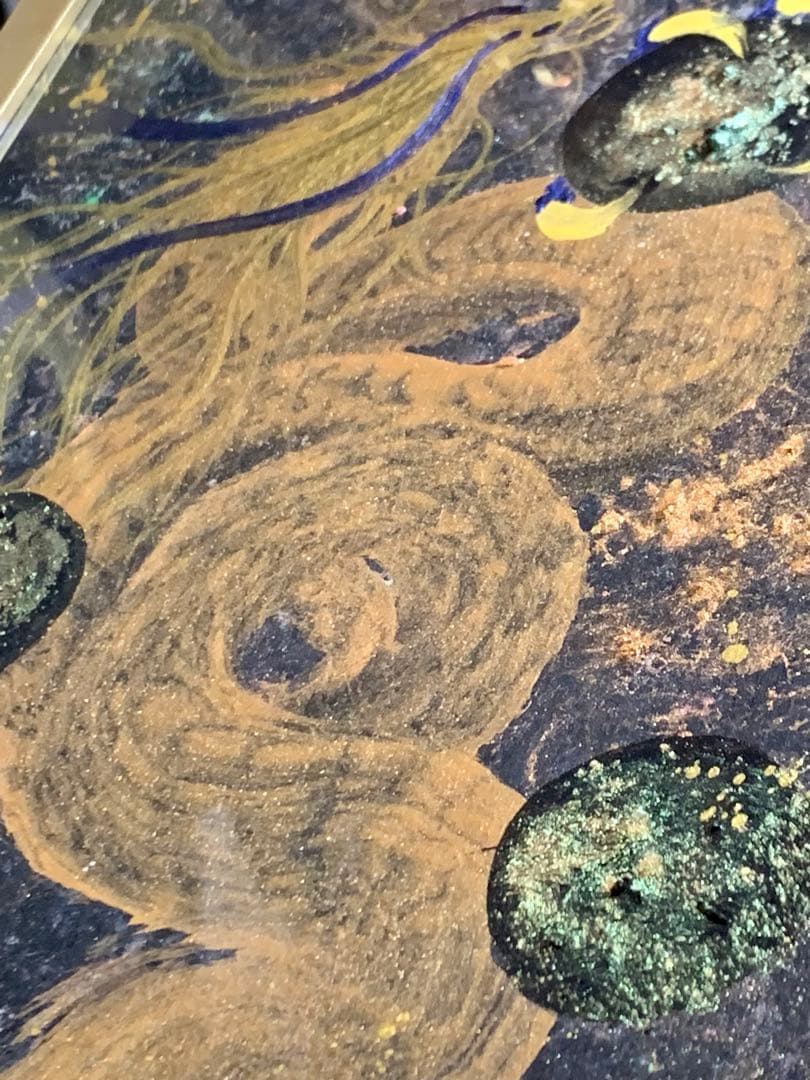 【虹龍】一筆龍エネルギーアート✨一筆龍　絵画　置物　龍　イミラック隕石　開運