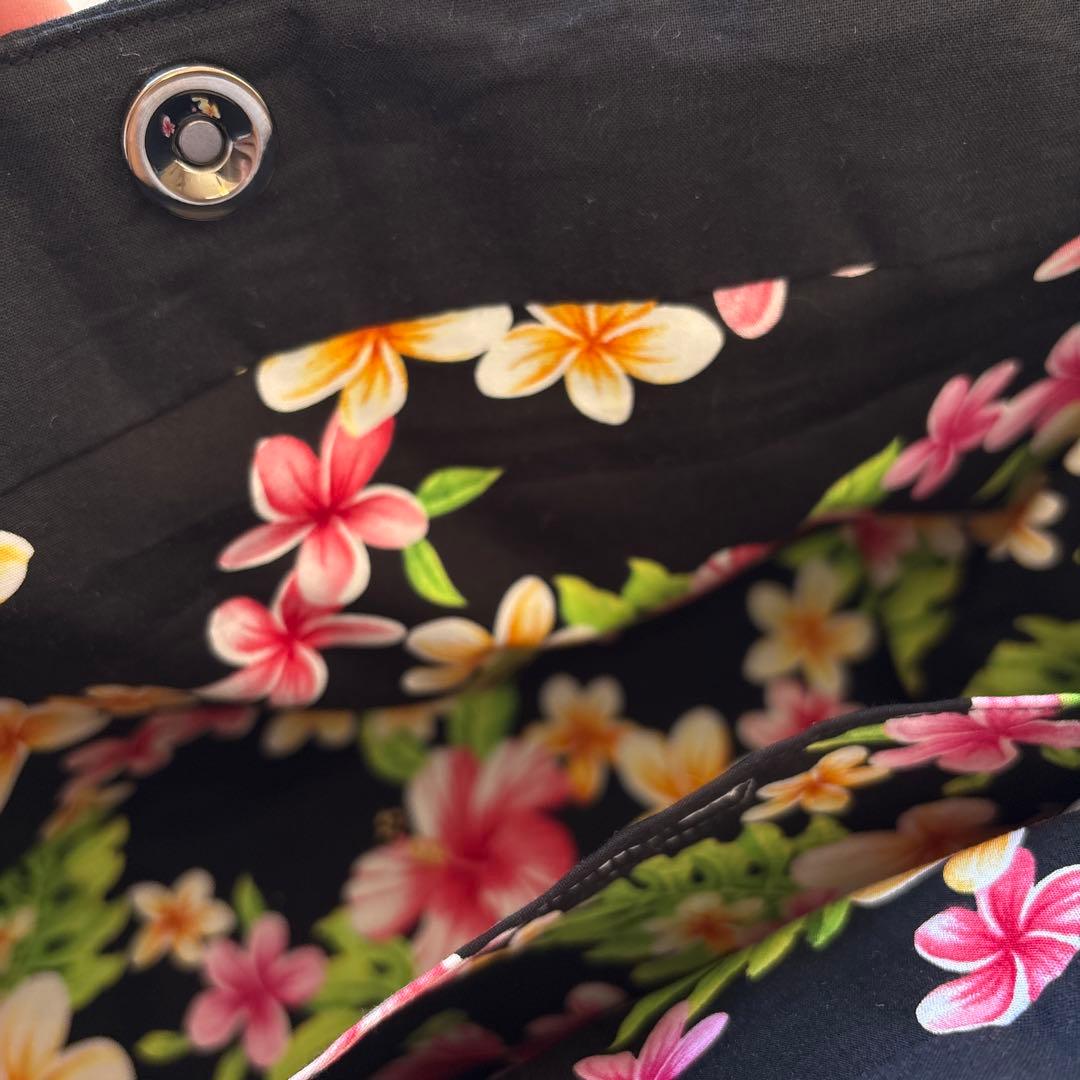 ハワイアンキルト　ハンドメイド　トートバッグ　黒