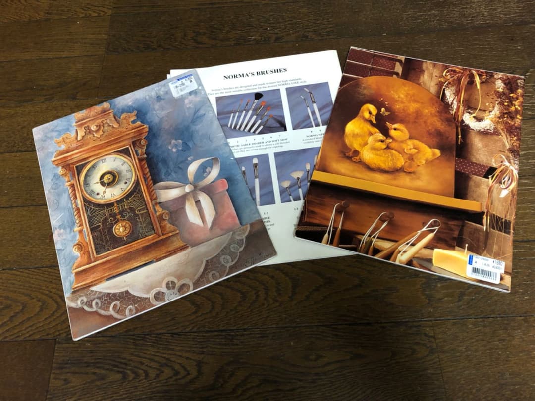 トールペイント　ハート木型　帆船　春風景