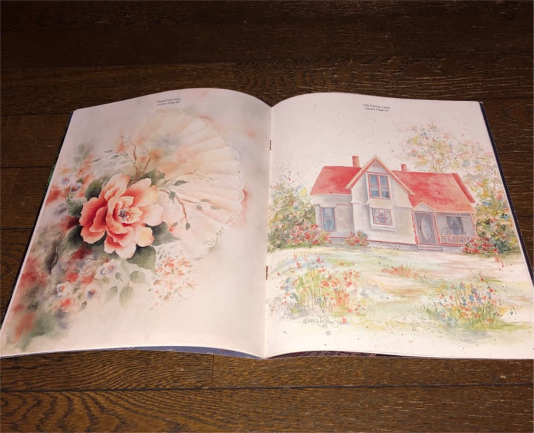 トールペイント　ハート木型　帆船　春風景