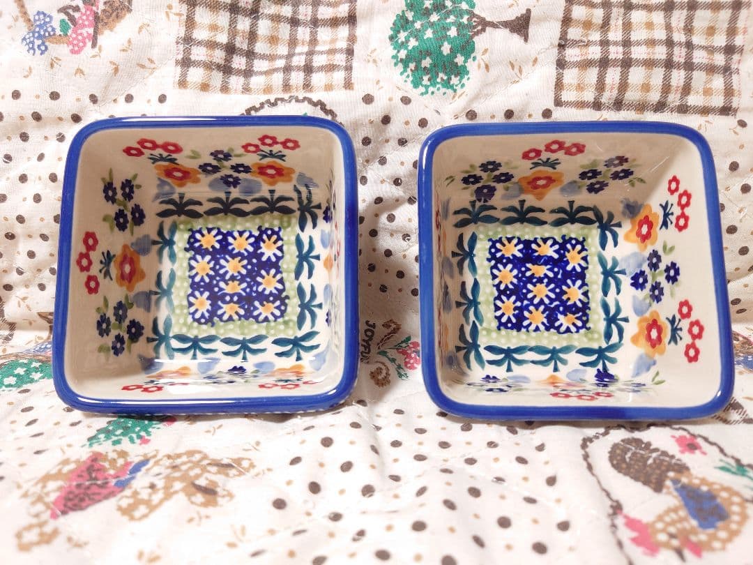 ポーランド食器　ポーリッシュポタリー　スクエアボウル　小鉢