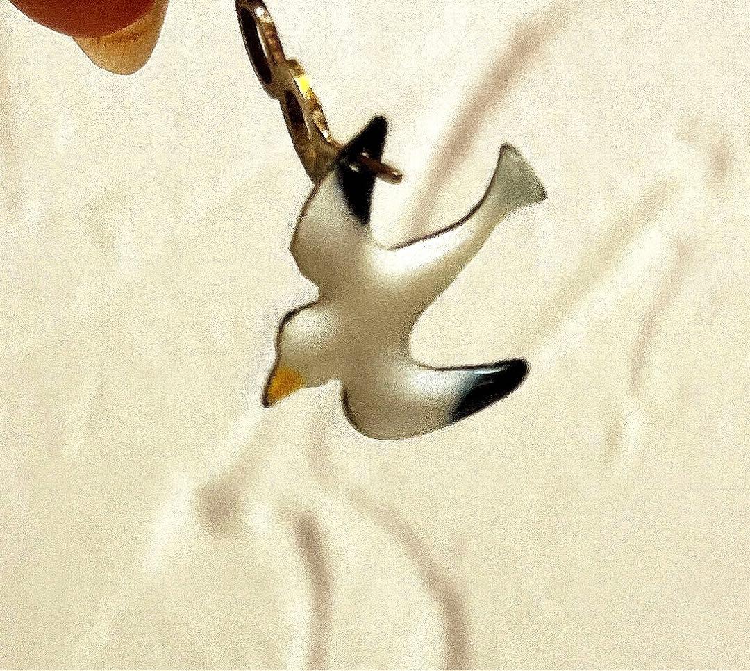 七宝焼　チャーム ピアス ペントップ　きのこ　カモメ