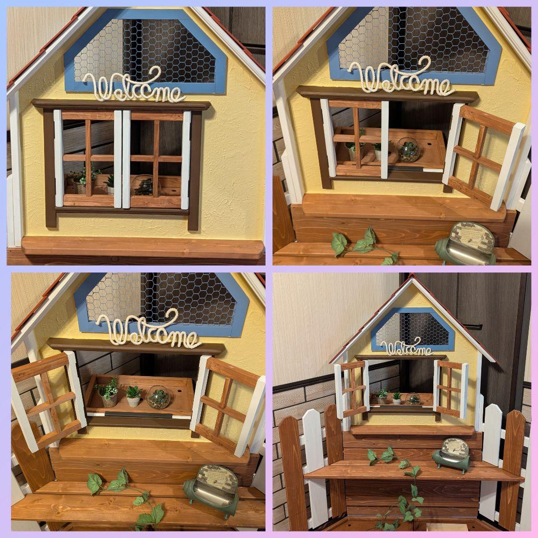 家型木製シェルフ ウィンドウ付き