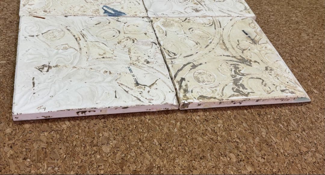 マジョリカタイル　組タイル　4枚一組　不二見焼