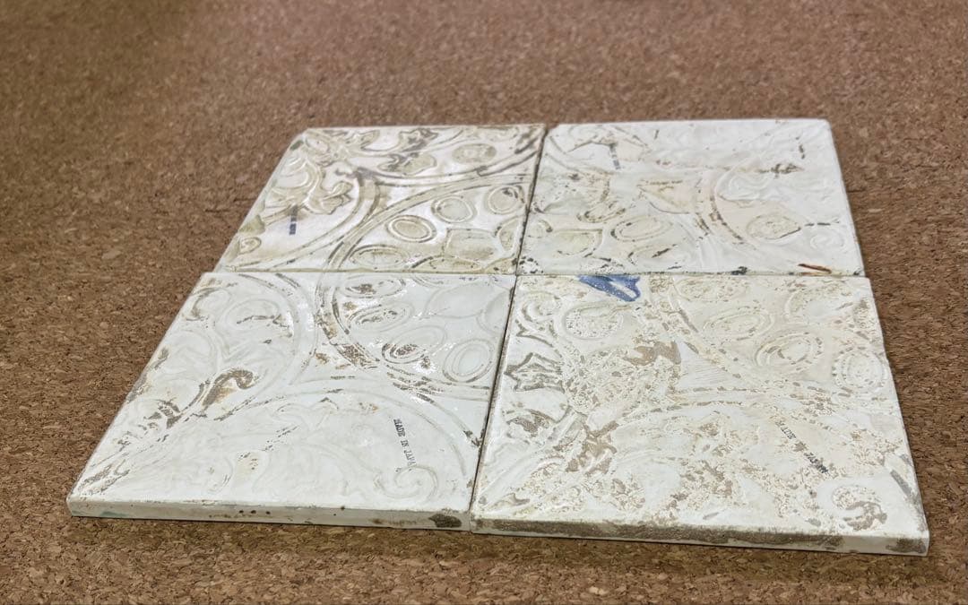 マジョリカタイル　組タイル　4枚一組　不二見焼