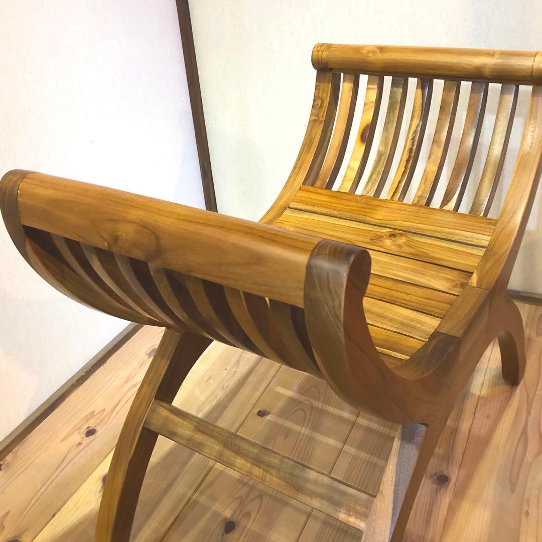 チーク材 スツール 腰掛 木製 椅子 クラブチェア チーク無垢材 アジアン家具