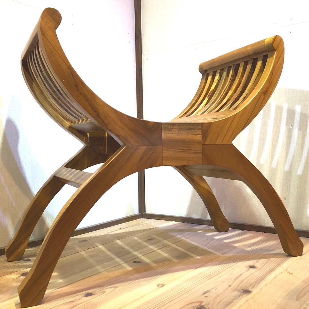 チーク材 スツール 腰掛 木製 椅子 クラブチェア チーク無垢材 アジアン家具