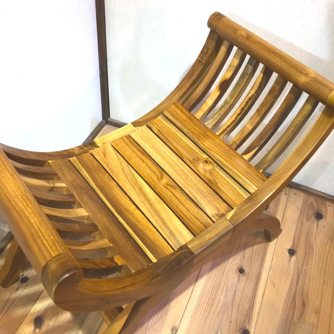 チーク材 スツール 腰掛 木製 椅子 クラブチェア チーク無垢材 アジアン家具