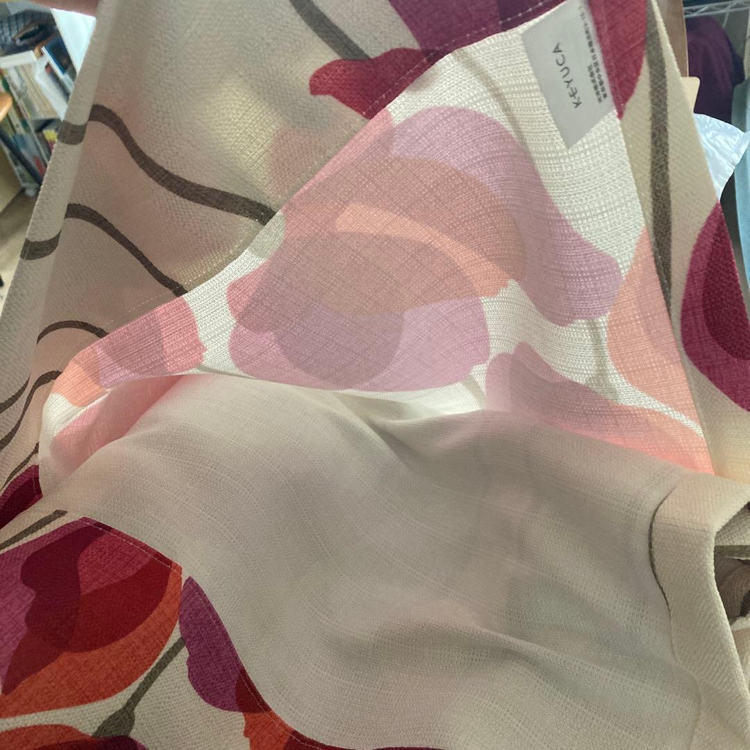 ケユカ　花柄 ドレープカーテン　約幅95×丈190×２枚