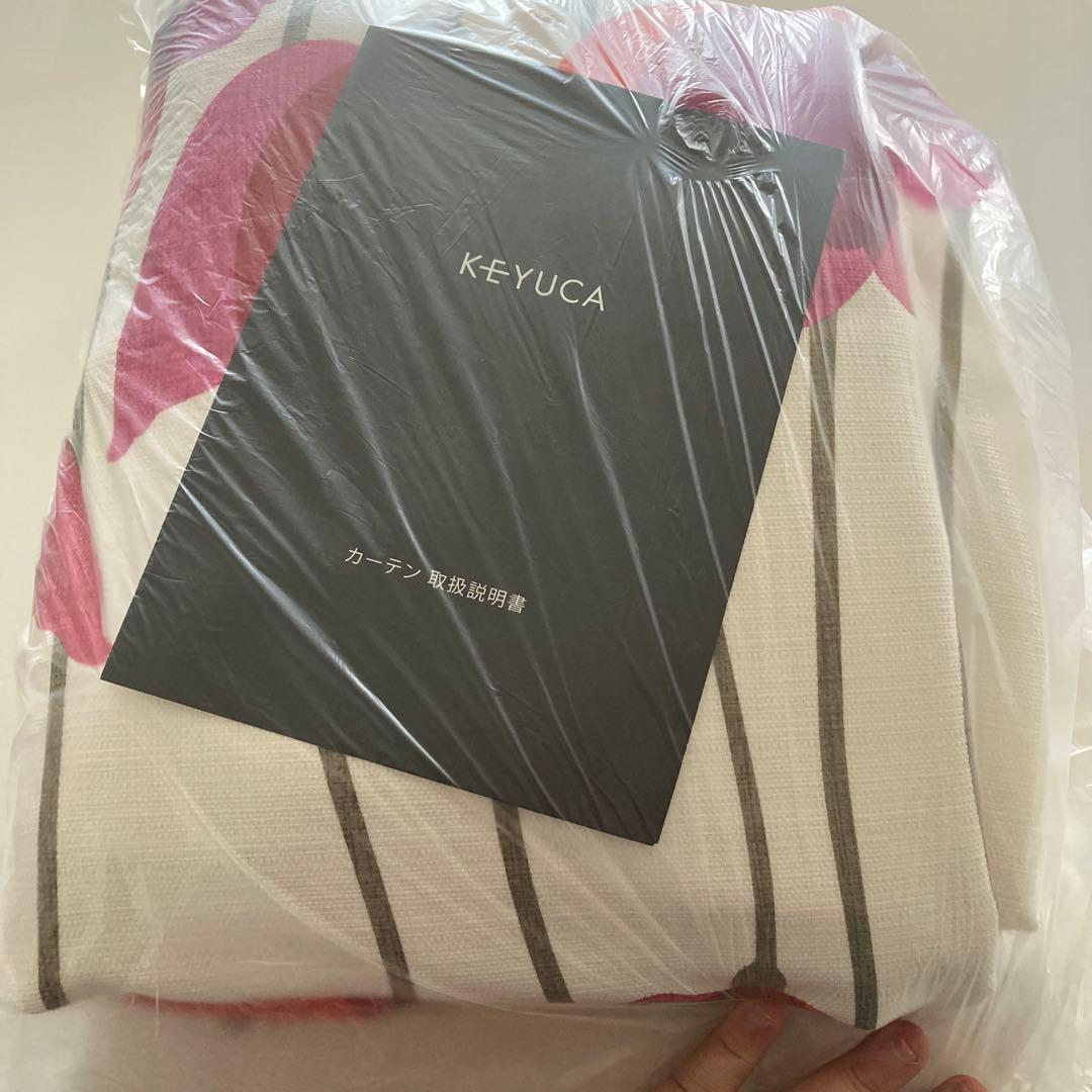 ケユカ　花柄 ドレープカーテン　約幅95×丈190×２枚