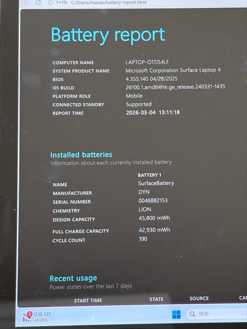 Windowsノート本体 Microsoft Surface Laptop4 8GB/256GB
