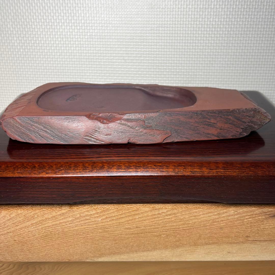⭕️岩手県　紫雲石硯　自然硯　215mm 大型硯　古硯　佐藤鉄三郎　匠