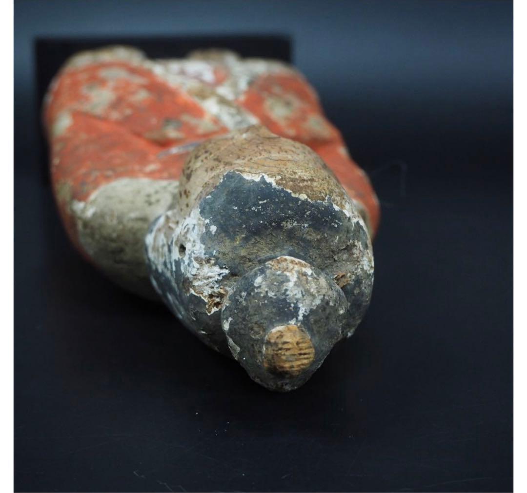 送料無料　鎌倉～室町時代　木彫り 木彫立像 古仏　仏像　総高42.3ｃｍ