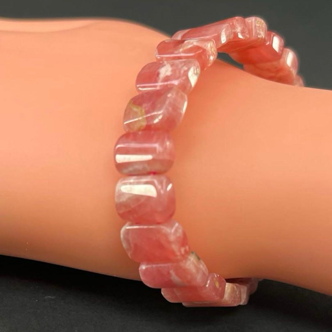 BRY0937☆インカローズスクエアブレスレット☆高品質　天然石　美品　希少