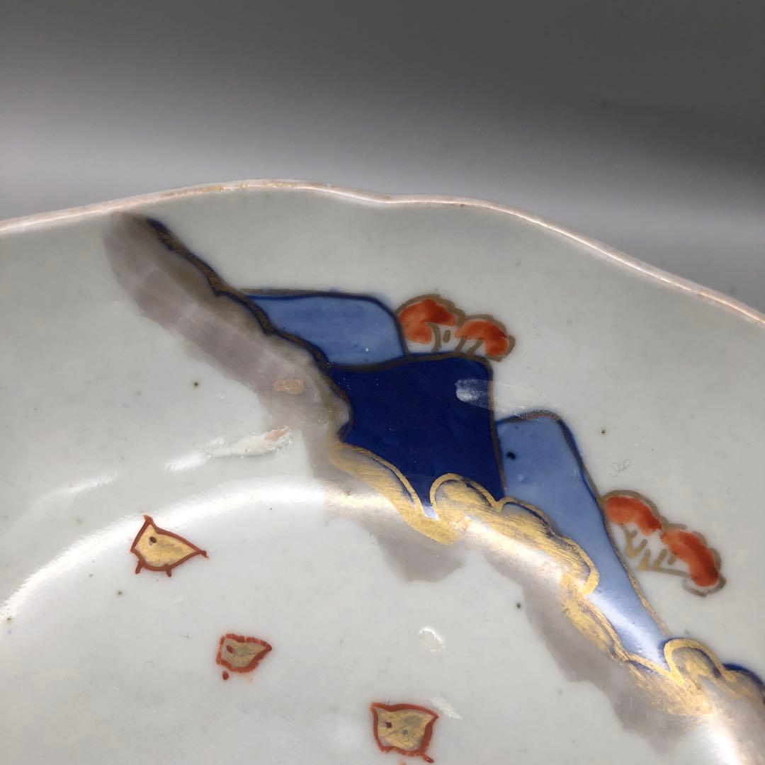 明治旧家蔵出し古伊万里富士山金彩鉢ボウルなます皿15cm4個アンティーク食器