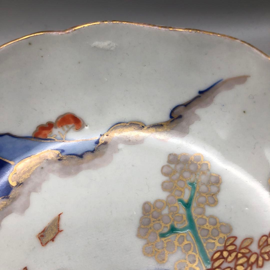 明治旧家蔵出し古伊万里富士山金彩鉢ボウルなます皿15cm4個アンティーク食器