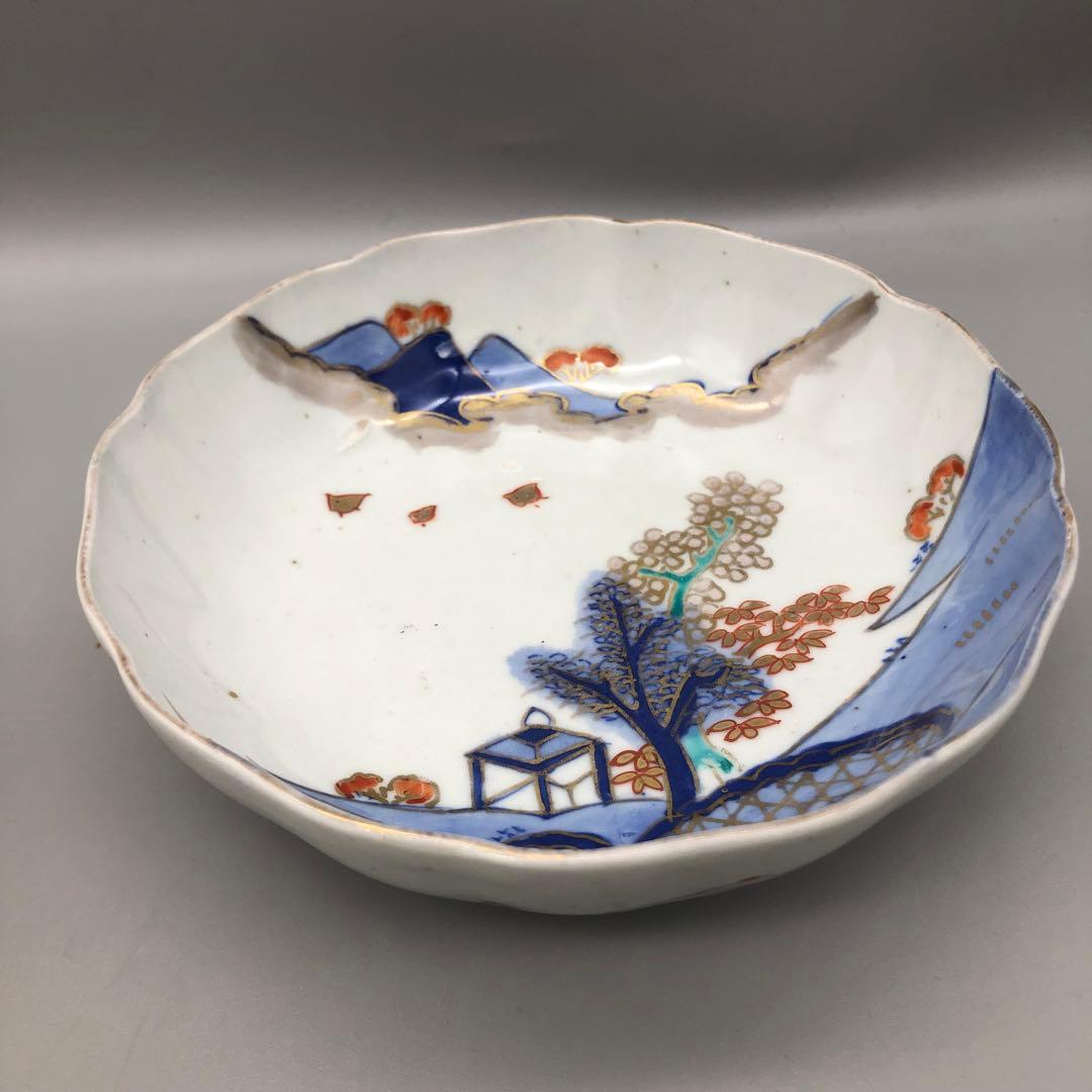 明治旧家蔵出し古伊万里富士山金彩鉢ボウルなます皿15cm4個アンティーク食器