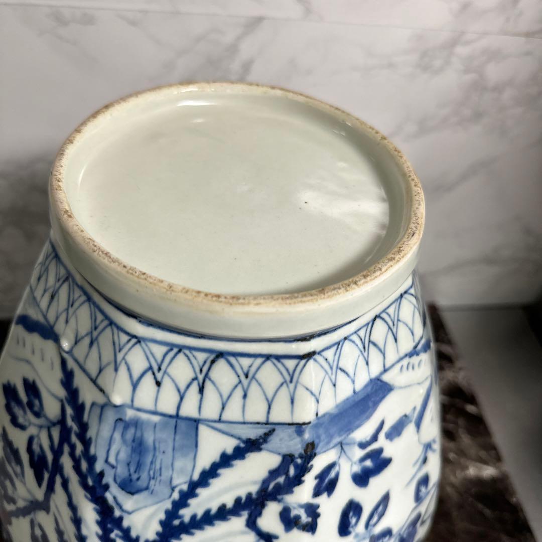 沈香壺、染め付け、鳳凰、面取り、元禄。