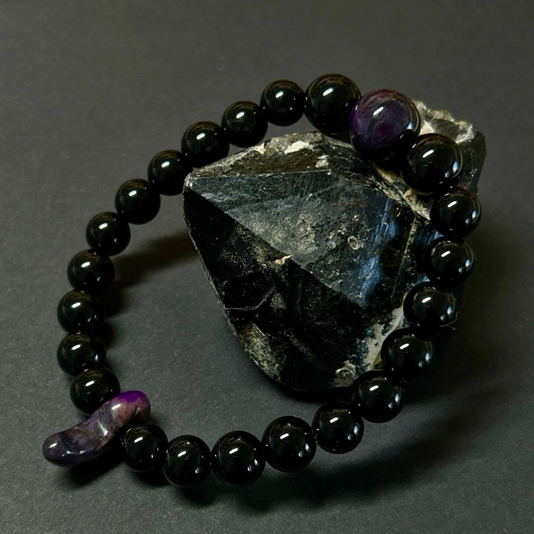 スギライト　モリオン　勾玉ブレスレット　スギライトブレスレット　モリオンブレス