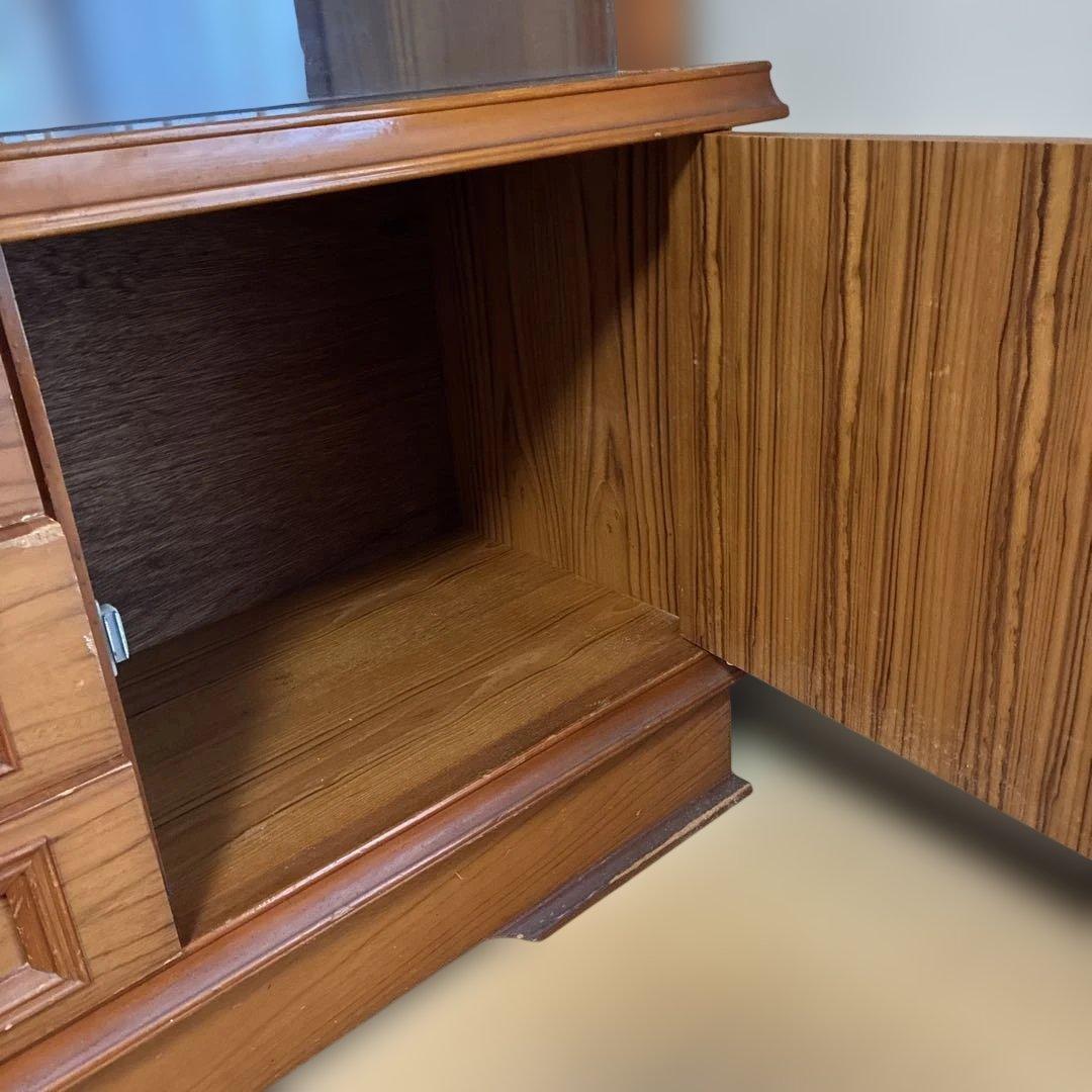 昭和レトロクラシック木製キャビネット ガラス扉付き