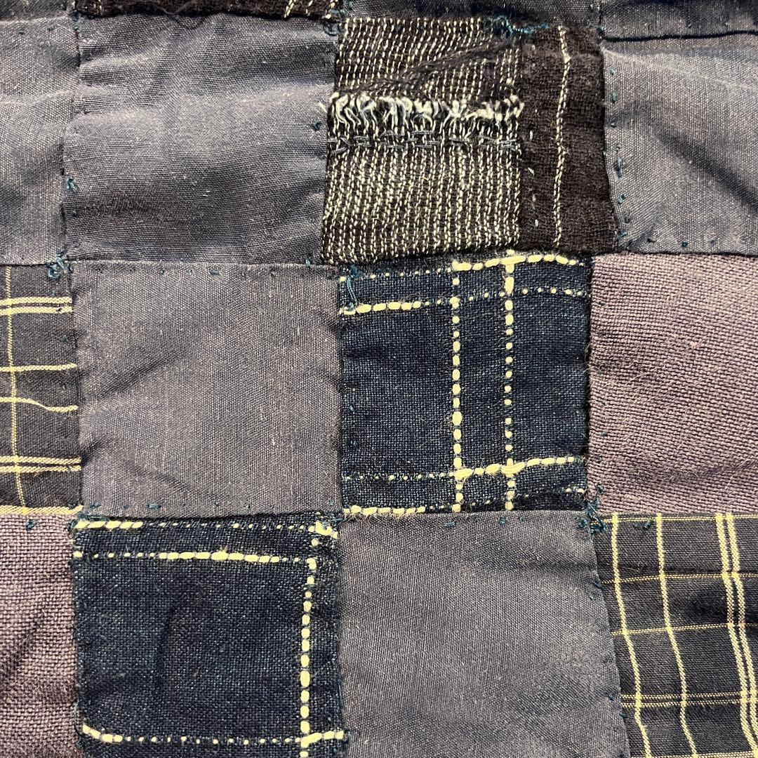 藍染　デニム　大きいマット　手縫い　パッチワーク　ラグ