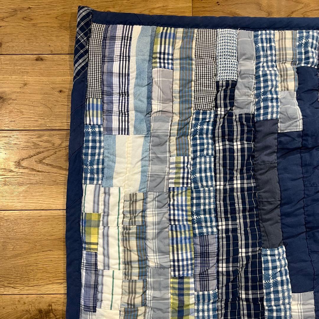 藍染　デニム　大きいマット　手縫い　パッチワーク　ラグ