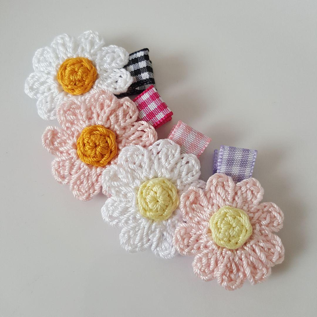 【ひらひらマーガレット】ベビーヘアクリップ　キッズヘアクリップ　ヘアピン