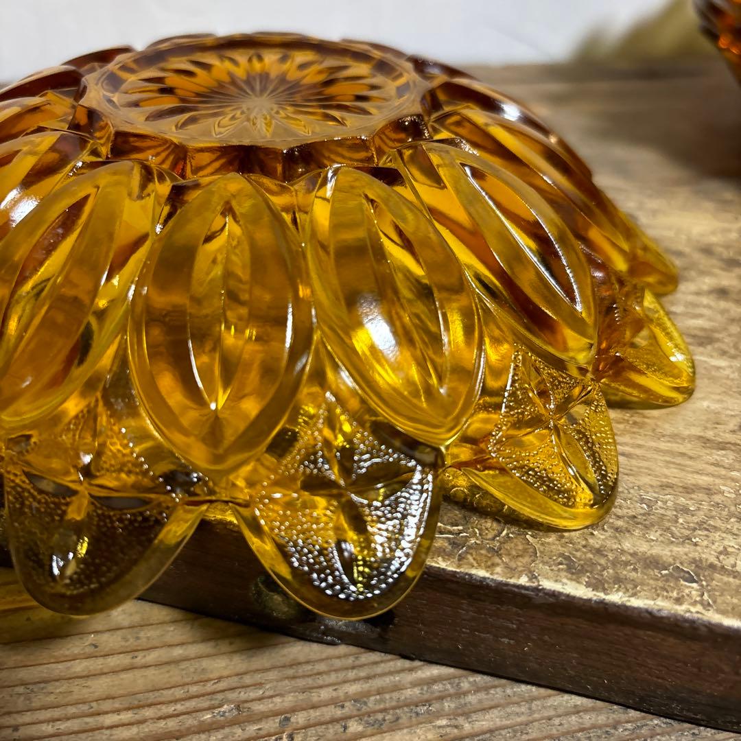 【未使用】6枚セット 曽我ガラス アンバー アンティーク レトロ 皿 器