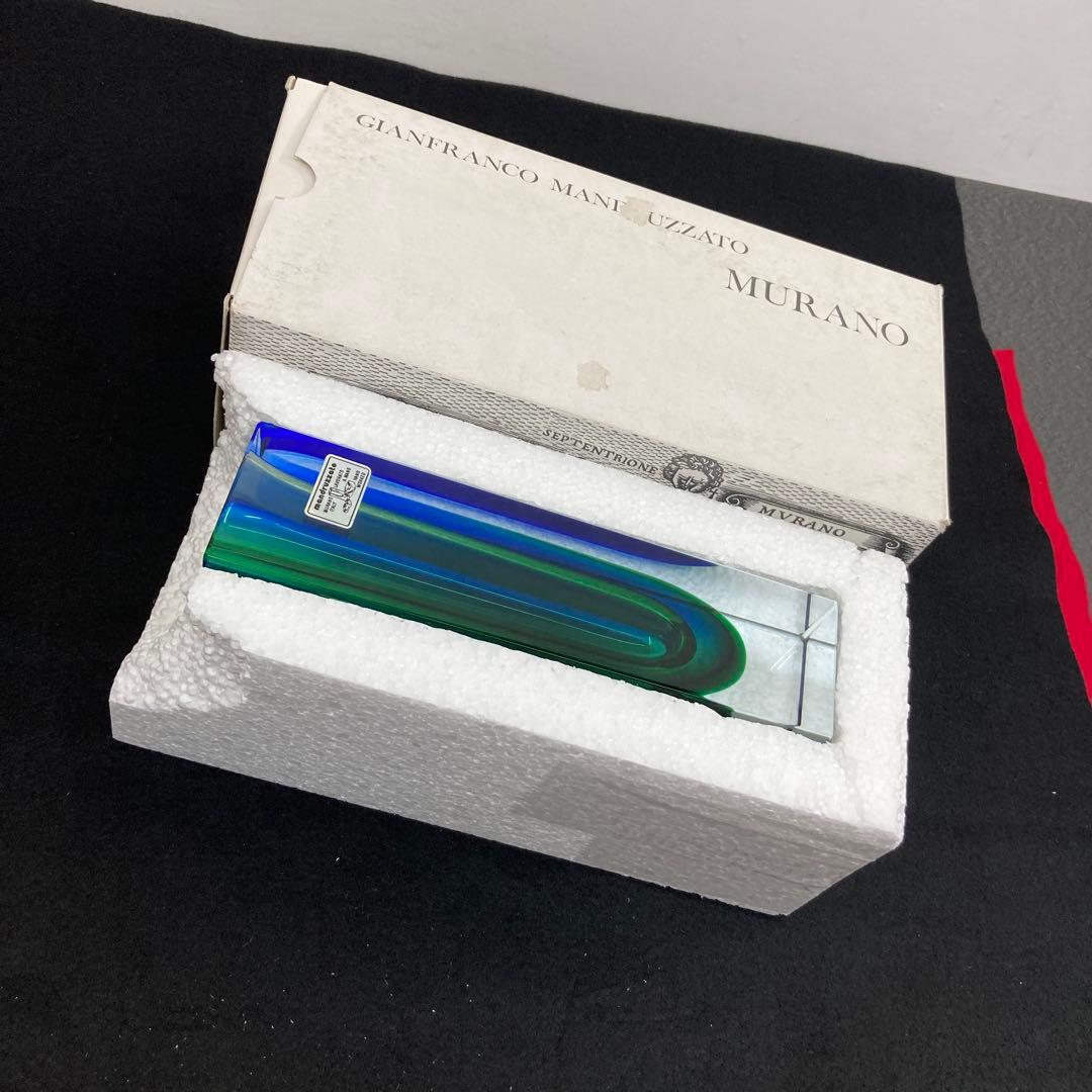 MURANO ムラノ ガラス マンドラザート 花瓶 一輪挿し グリーン＆ブルー