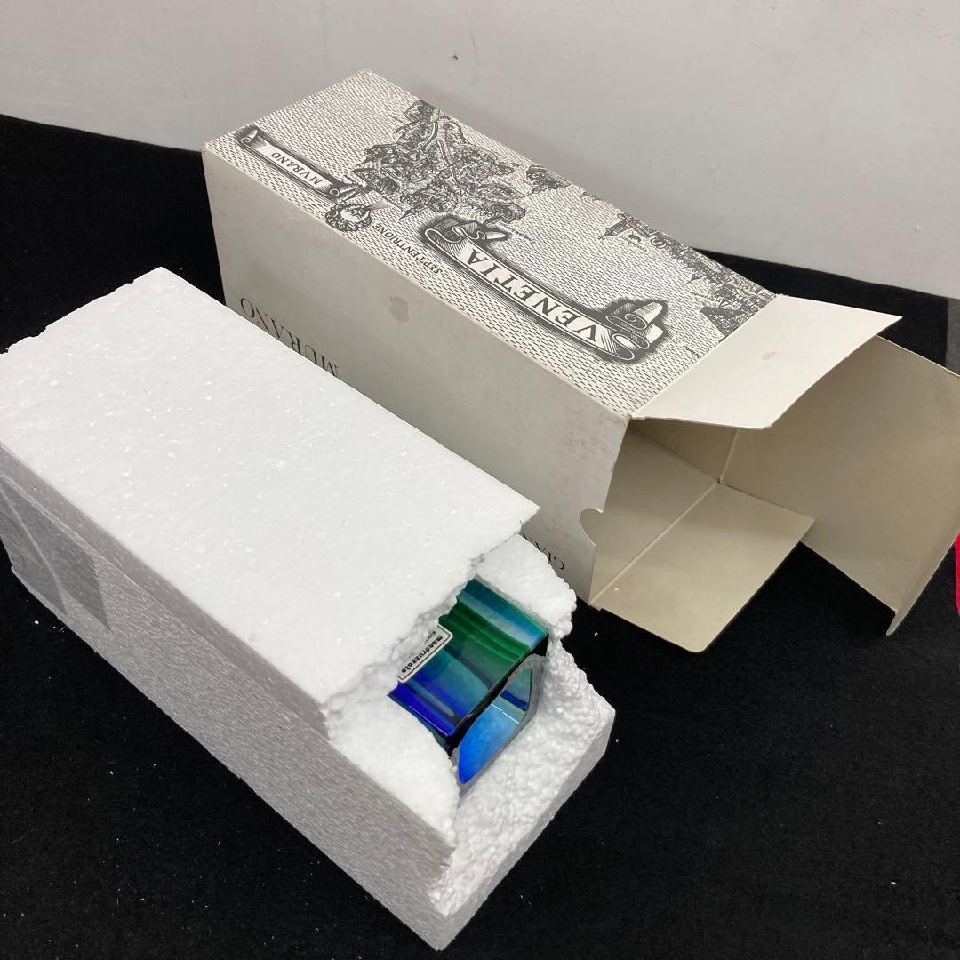 MURANO ムラノ ガラス マンドラザート 花瓶 一輪挿し グリーン＆ブルー