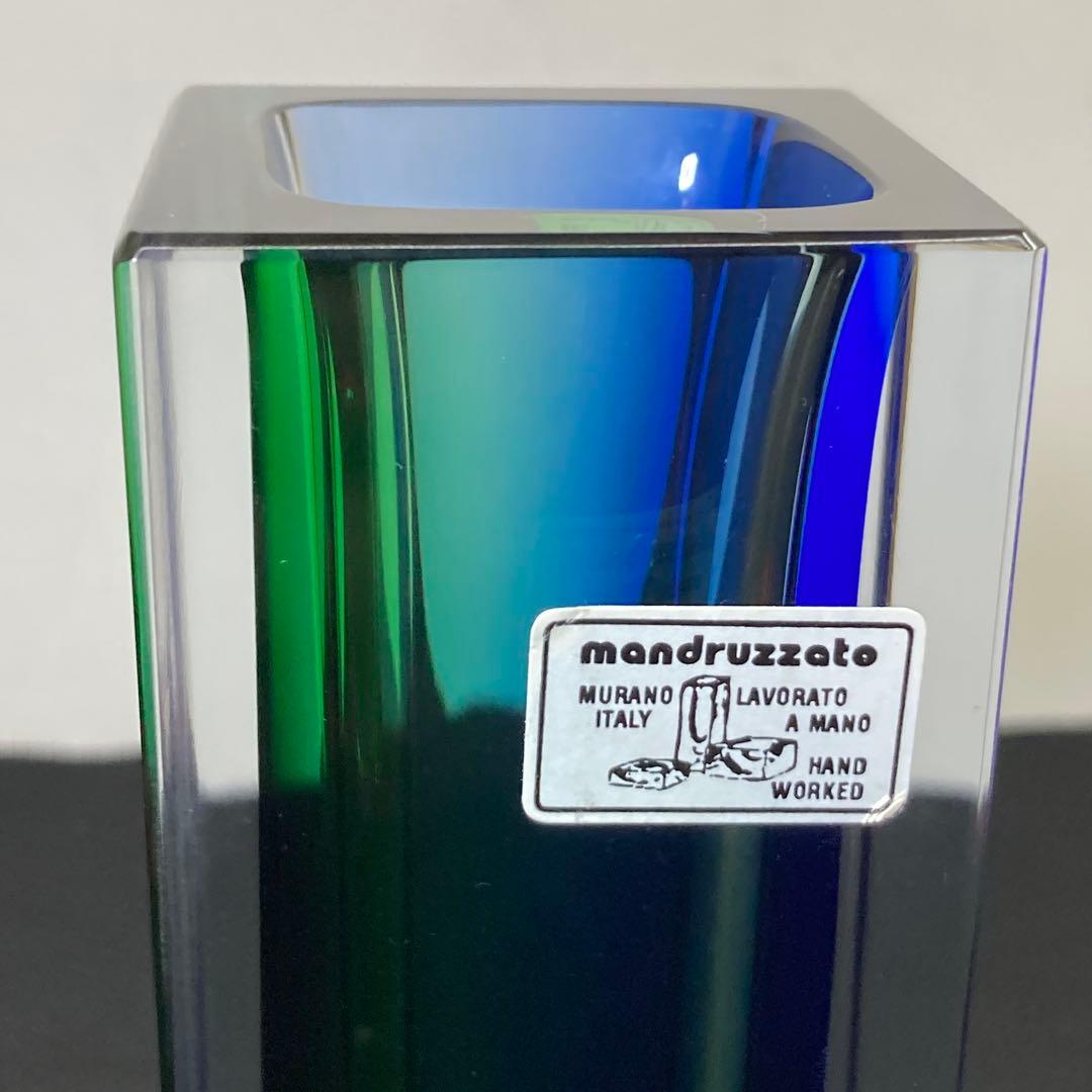 MURANO ムラノ ガラス マンドラザート 花瓶 一輪挿し グリーン＆ブルー