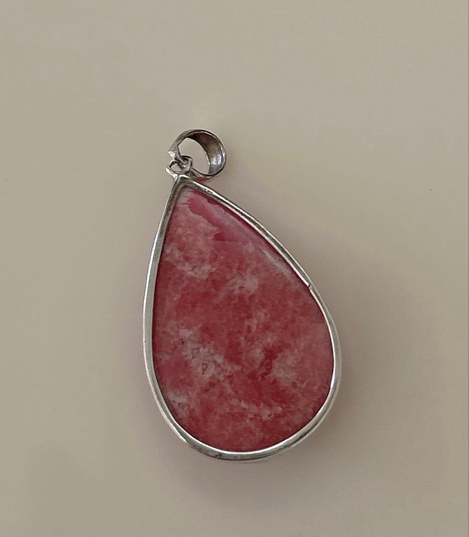 インカローズ10g 枠はシルバー925涙型ペンダント