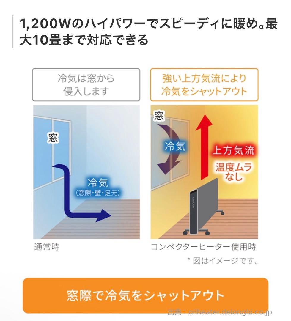 ■専用■デロンギ HXJ60L12 コンベクターヒーター グレー パネルヒーター
