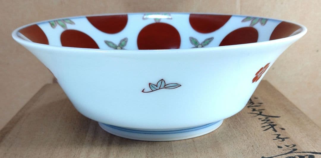 本物保証 人間国宝  十三代今泉今右衛門  錦赤玉文菓子器 共箱 色鍋島 未使用