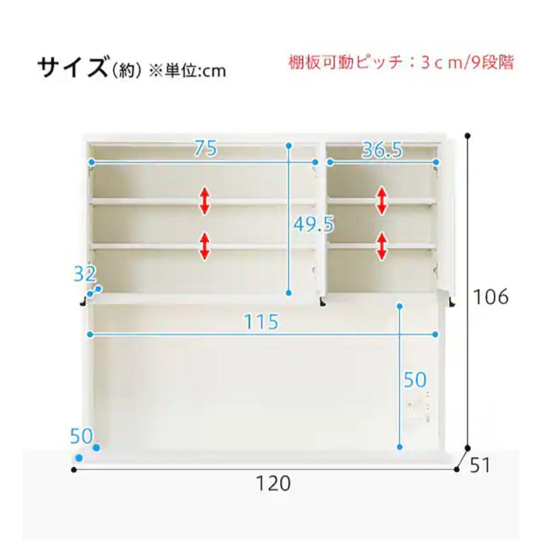 送料込【3/24-26発送】ニトリ　キッチンボード　レジューム　白　幅120cm