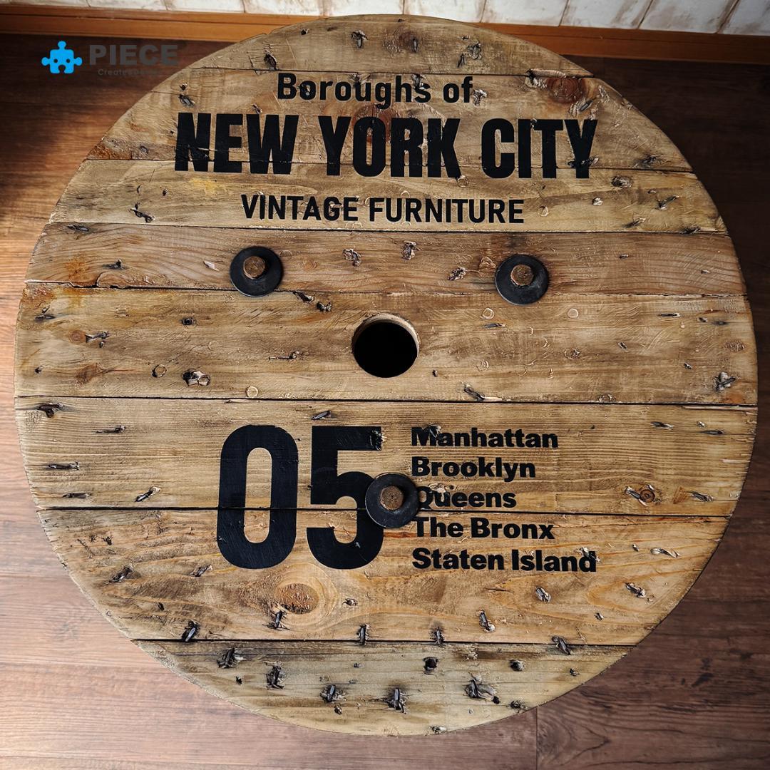 テーブル インダストリアル ヴィンテージ ケーブル ドラム アメリカン NY05