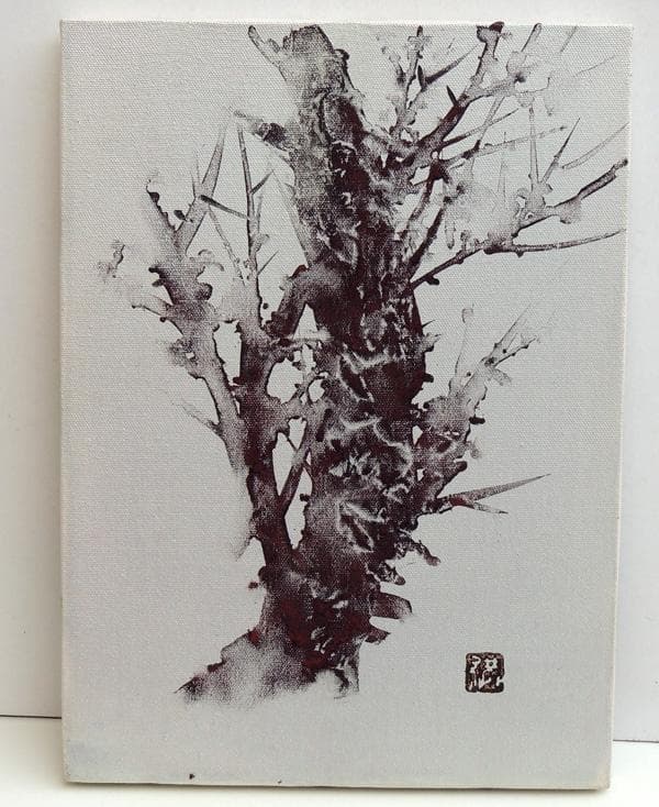 ● 角井 満夫 （かくい みつお）●【 樹 】油彩画４号　額装品
