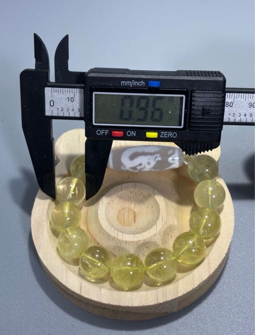 宝珠双龍神天珠　天然水晶　ドラゴン模様のイエロービーズブレスレット