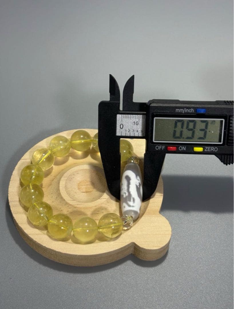 宝珠双龍神天珠　天然水晶　ドラゴン模様のイエロービーズブレスレット