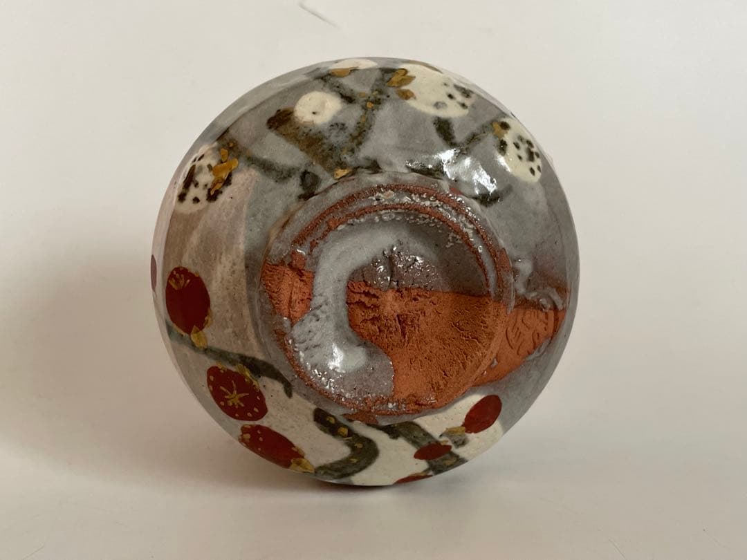 陶芸家　人間国宝　荒川豊蔵　紅白梅　茶碗　虎渓山　水月窯　抹茶碗　共箱