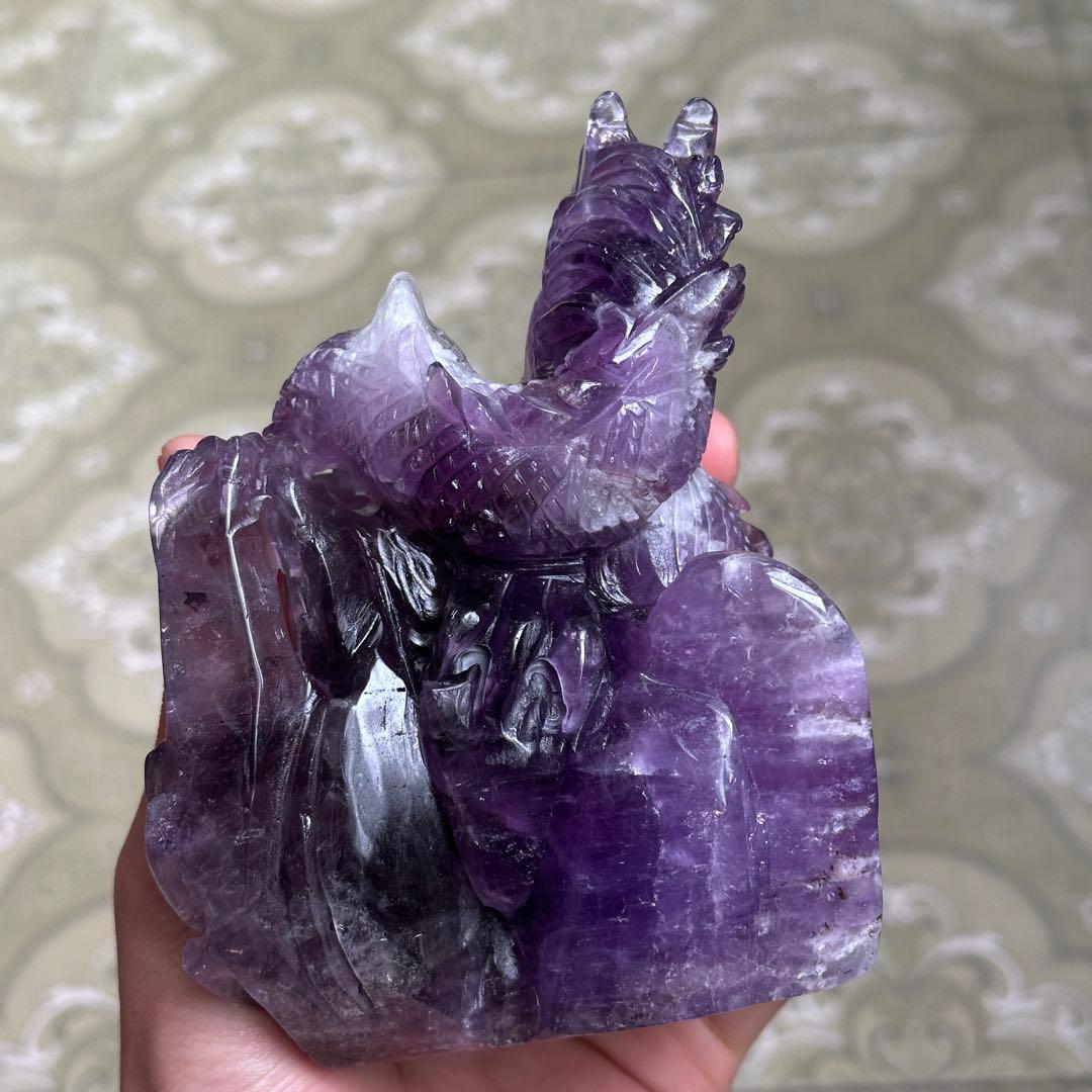 天然石フローライトの龍　置物　ご購入前に在庫確認必要G.802