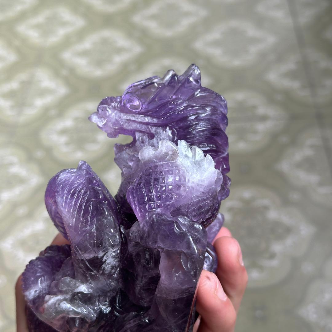 天然石フローライトの龍　置物　ご購入前に在庫確認必要G.802