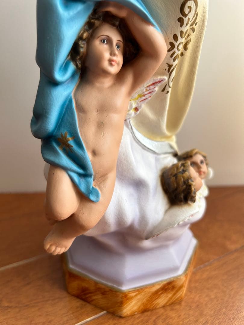 【超超希少美45.3cm】✞無原罪の御宿り 胸に手を当てる聖母マリア像　宗教彫刻