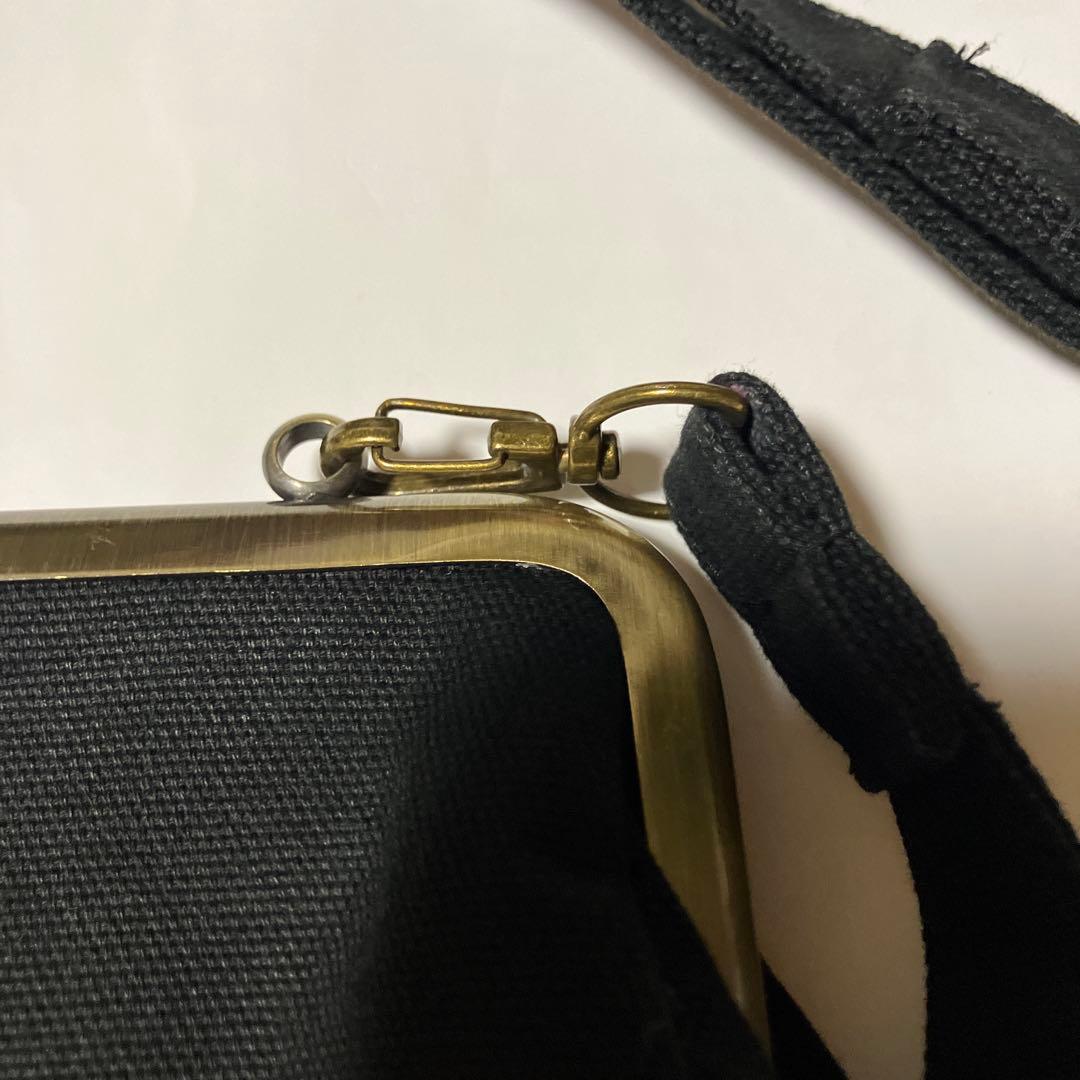 G3sewing☆黒☆がま口バッグ　ジーサンソーイング