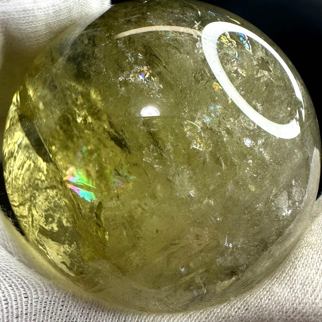 【財運・金運・事業運up❗️】レインボー シトリン黄水晶丸玉パワーストーンA934