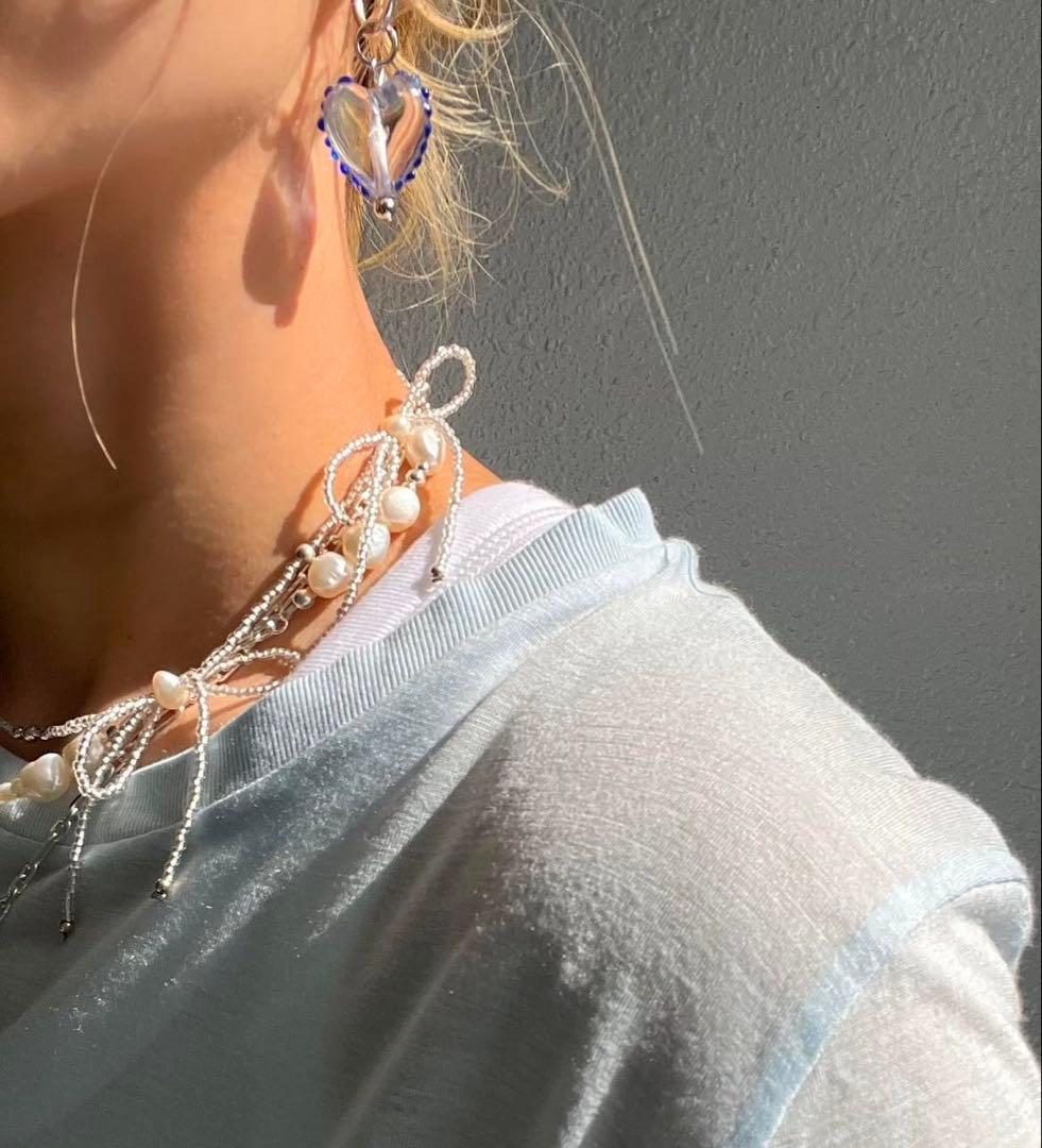 MEEE ハート型クリアピアス ガラス