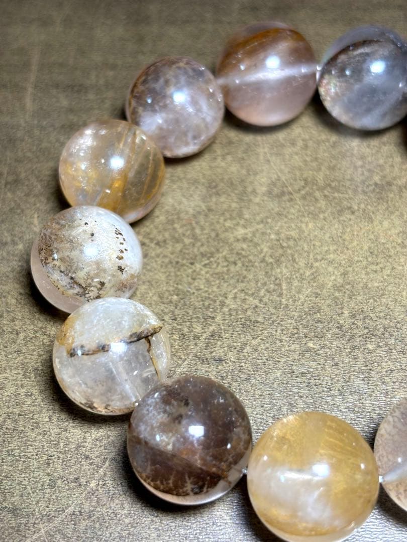 【新入荷】　デンドリッククォーツブレス17㎜超大玉（新品未使用）高品質　虹あり